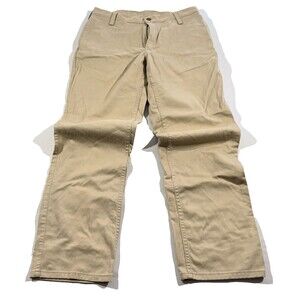 Duluth Trading Pants Mens Beige Standard Fit Khaki Work Twill Casual Sz 34 x 32
